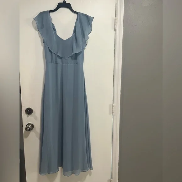 Birdy Grey | Dresses | Dusty Blue Off The Shoulder Bridesmaid Dress Worn One Time | Poshmark Birdy Grey | Dresses | Dusty Blue Off The Shoulder Bridesmaid Dress Worn One Time | Poshmark